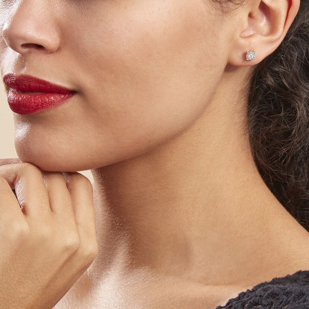 Boucles D'oreilles Puces Artemis Or Blanc Diamant