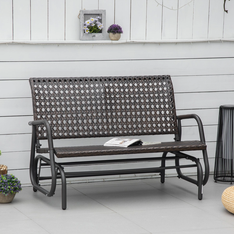 Outsunny Schaukelbank mit 2-in-1-Design braun