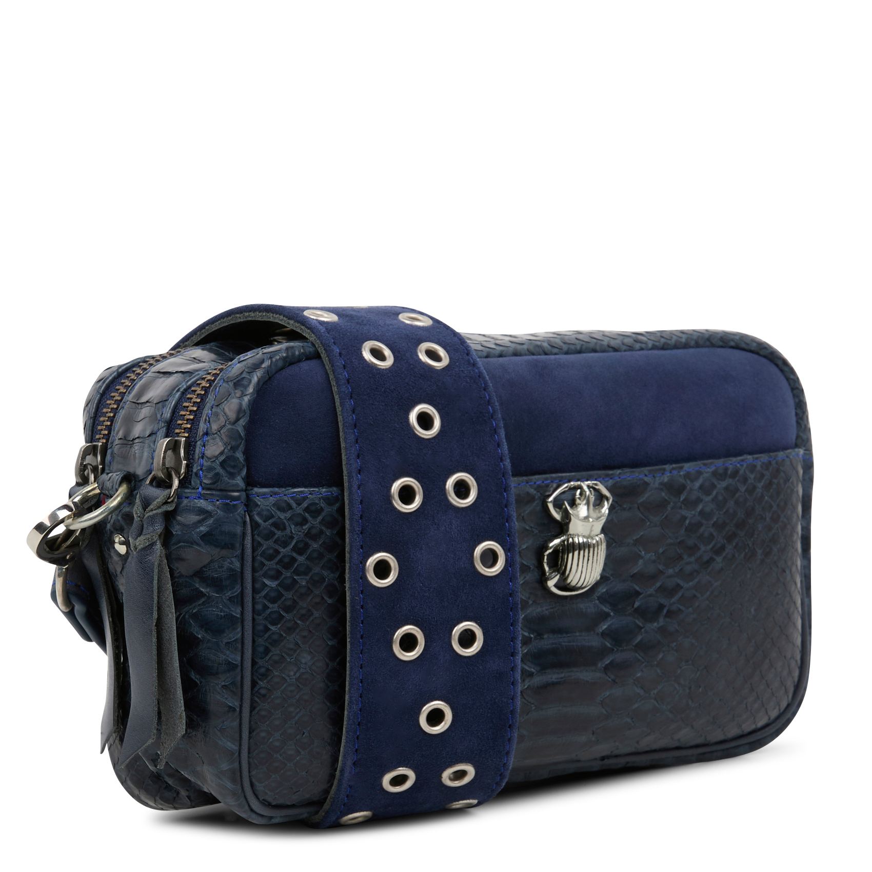 LILY - Sac bandoulière en cuir de python | Bleu