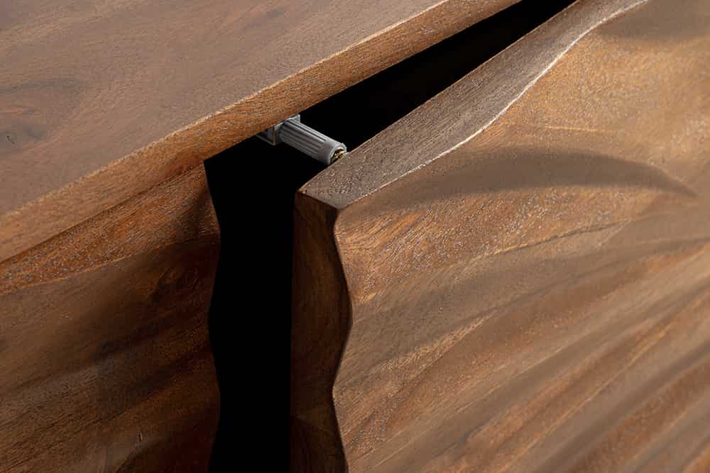 Massivholz Sideboard HURRICANE 175cm braun Akazie 3D-Design