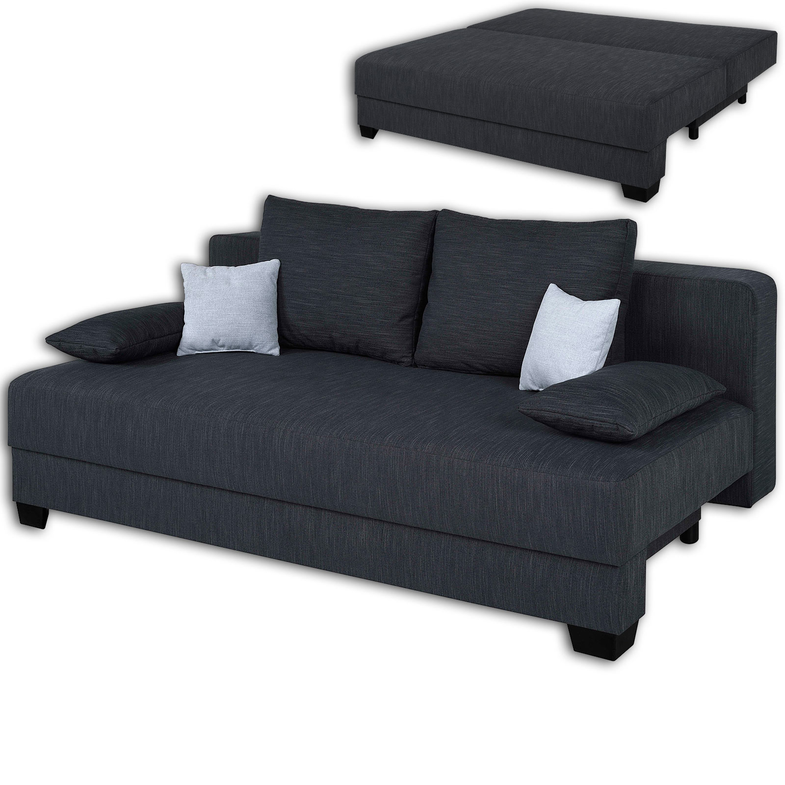 Boxspringsofa - schwarz - Dauerschläfer - mit Staukasten