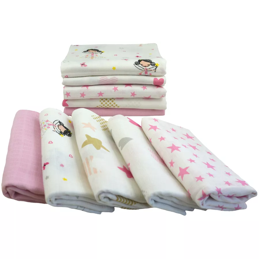 M.M.C. Mullwindel 10 PACK Mix 80x70 cm Mulltücher Mädchen Set