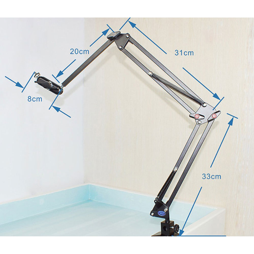 (86cm) Flexibler Langarm Tisch Ständer Alu Desktop Halterung für Kameras / DSLR inkl. Montage Klemme - Schwarz