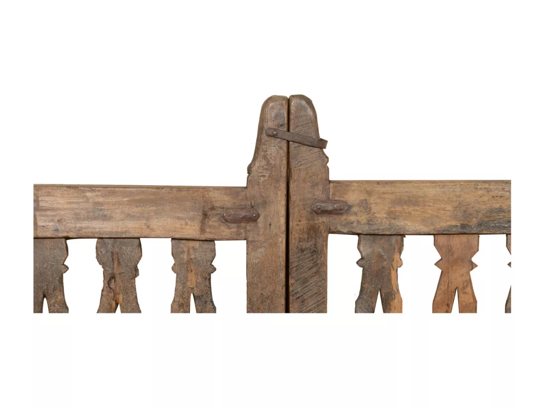 BISCOTTINI Portail - Bois Massif et Fer Finition Antique - Clôture en Fer - Portail en Métal - Porte Décorative - Portail d'Entrée - Clôture en Bois - Intérieur et Extérieur - 97x5x96cm