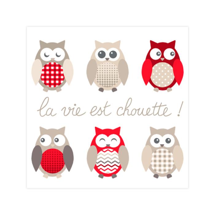 SET 20 SERVIETTES COCKTAIL 3 PLIS 25X25CM HIBOU