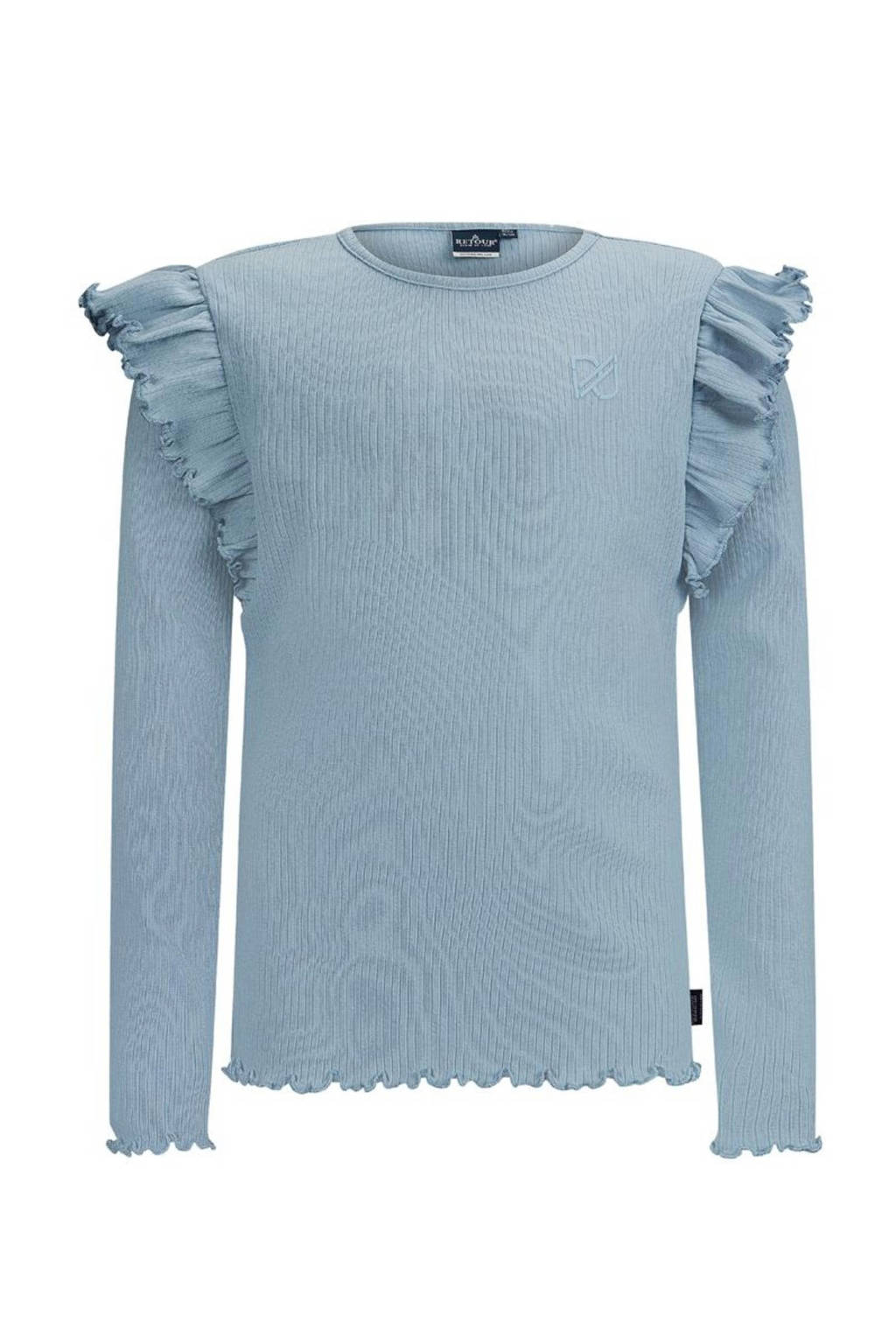 Retour Jeans longsleeve Vera met ruches zachtblauw