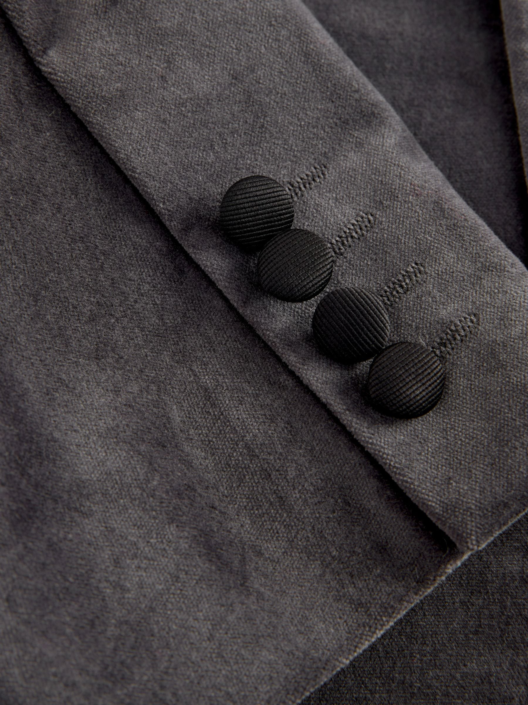 Grijs - Slim fit Motionflex fluwelen blazer met stretchy en hoog katoengehalte