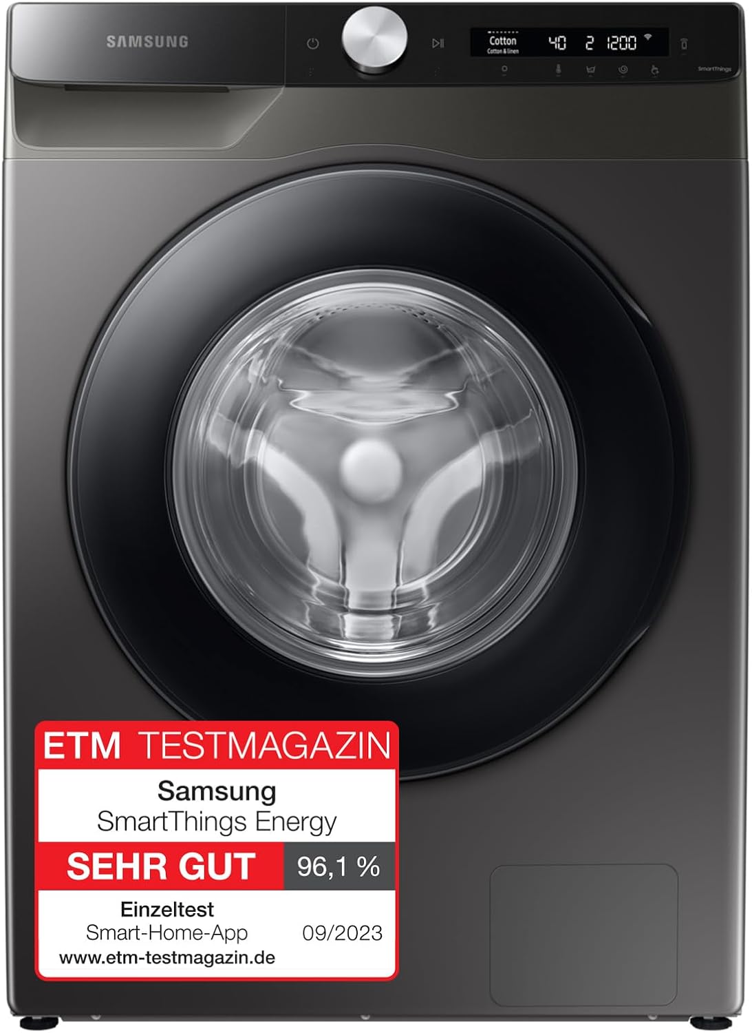 Samsung Waschmaschine, 8 kg, 1400 U/min, Ecobubble, Automatische Waschmittel- und Weichspülerdosierung, Inox/Schwarz, WW80T534AAXAS2