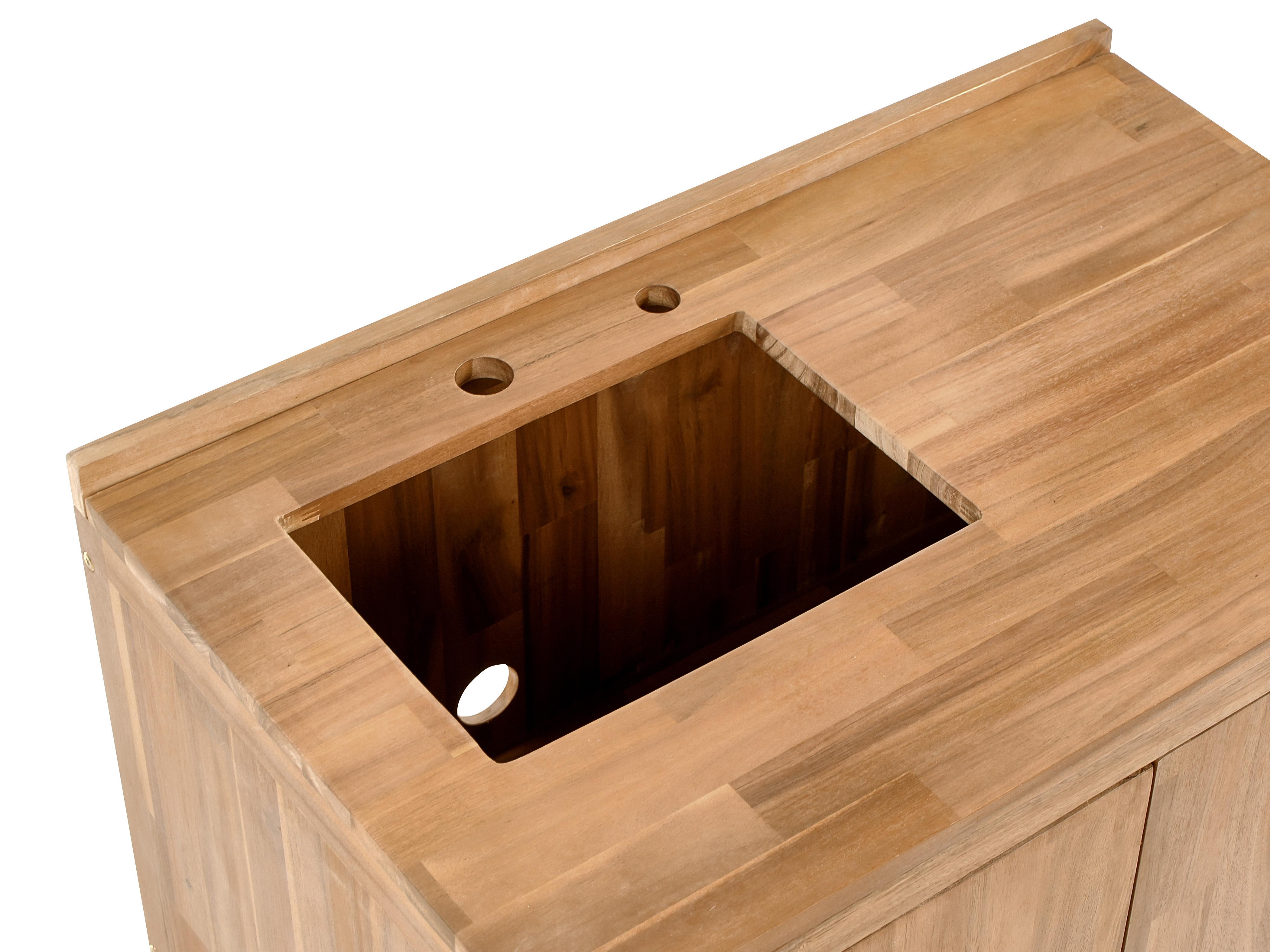 Tuin keukenkast met spoelbak VENOSA Acaciahout Bruin/zilver