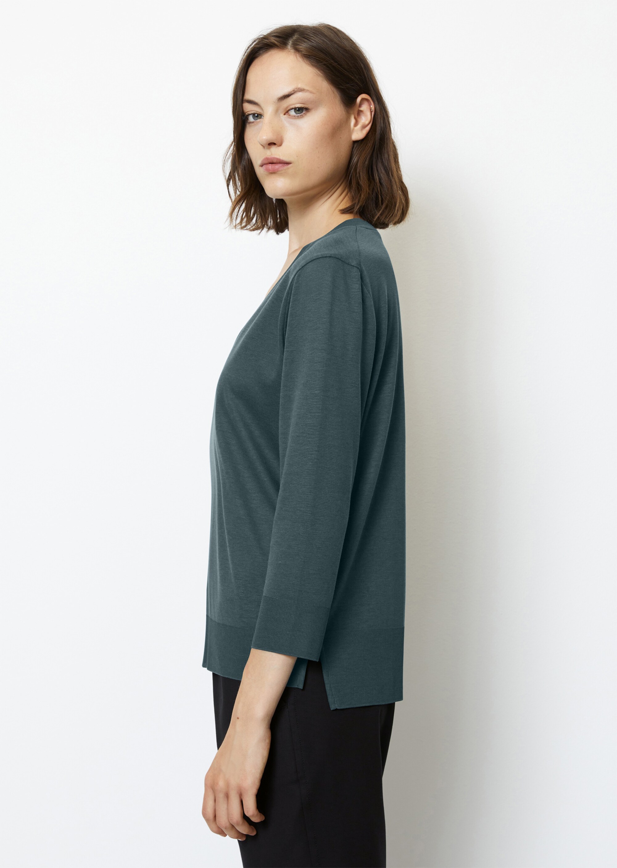 Luxury V-Neck-T-Shirt loose aus Tencel™ Lyocell-Baumwolle-Mix