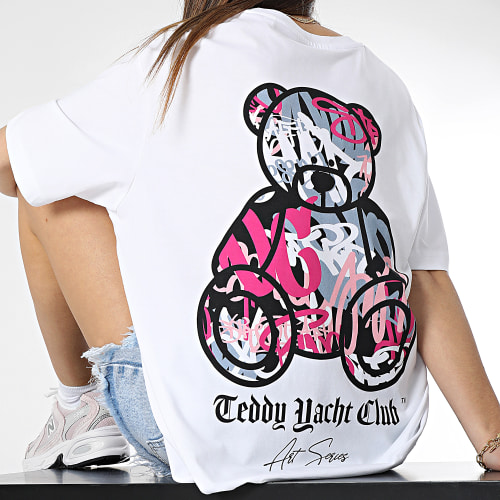 Tee Shirt Oversize Large Femme Art Series Pink Blanc
