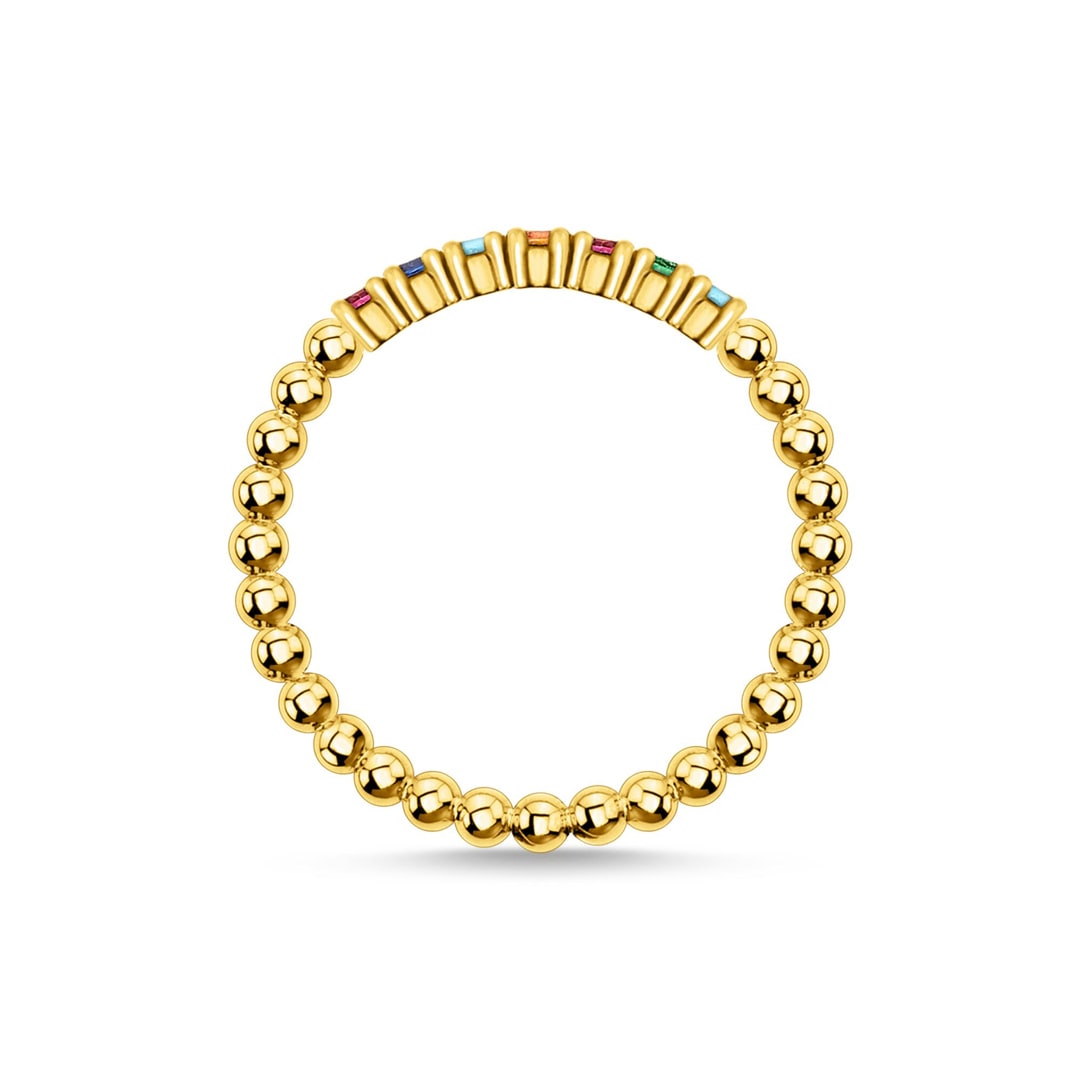 Thomas Sabo Charm Club Ring Kugeln farbige Steine gold