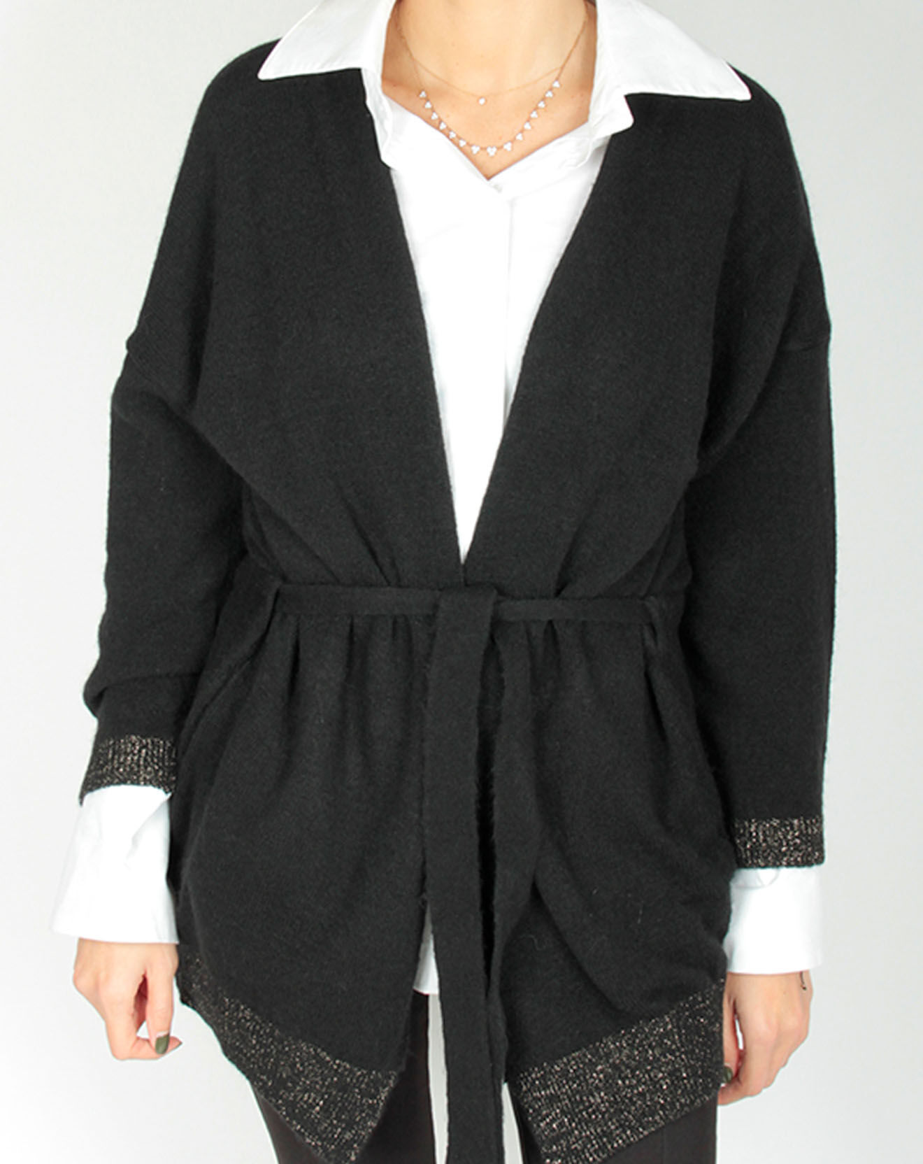Lauren Vidal Gilet ceinturé Ciara noir