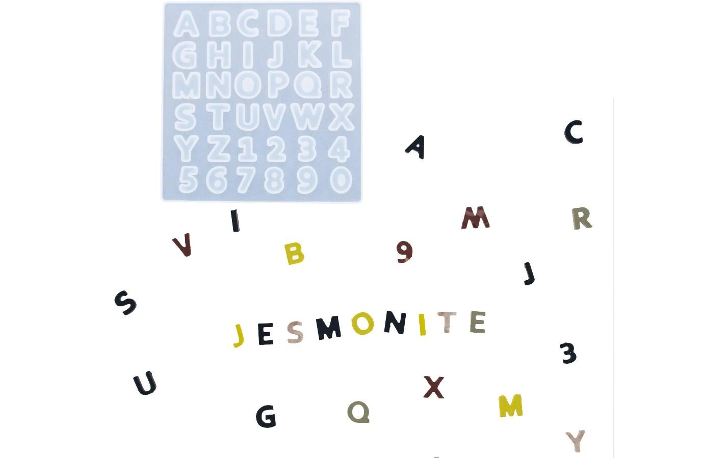 Giessform Alphabet + Zahlen 13.5 cm x 13.5 cmSilikongiessform