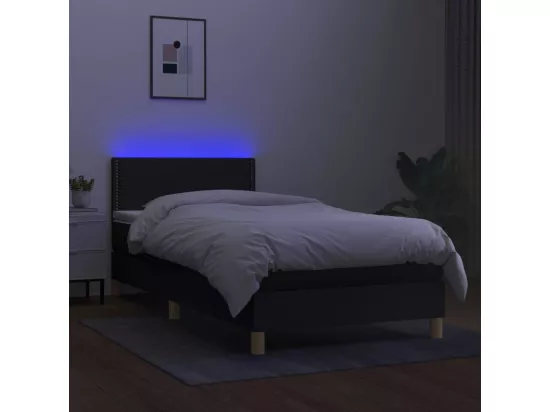 Sommier tapissier avec matelas et LED Noir 90x190 cm Tissu
