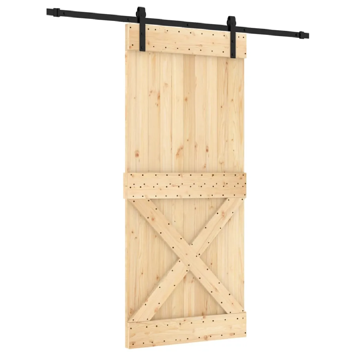 vidaXL Porte coulissante avec quincaillerie - Pin massif