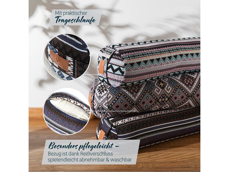 DoYourYoga Yoga-Bolster Tarik, Dinkelspelz, Mehrfarbig/Brau Yogarolle
