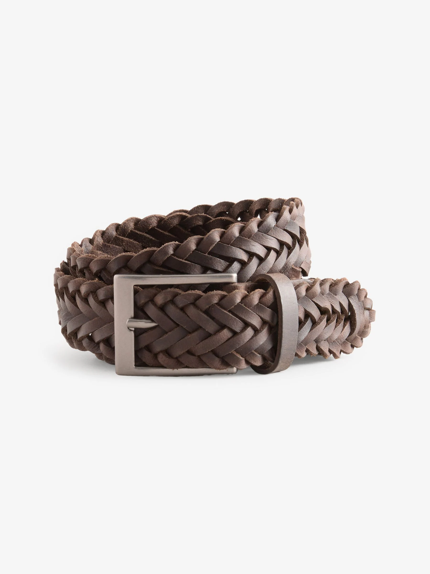 Bruin - Gevlochten leren riem