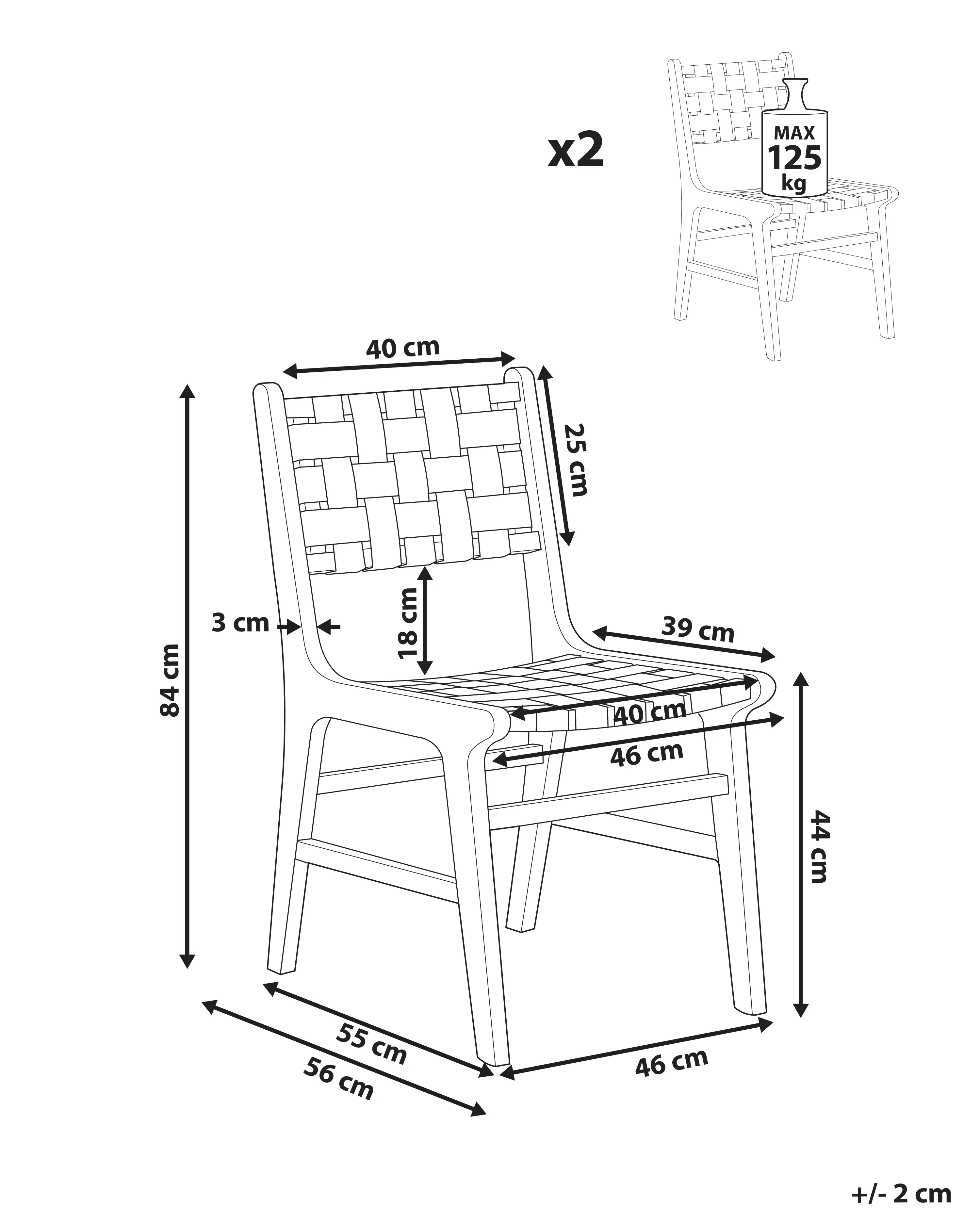 Set van 2 eetkamerstoelen HUMBLE Hout Lichtbruin