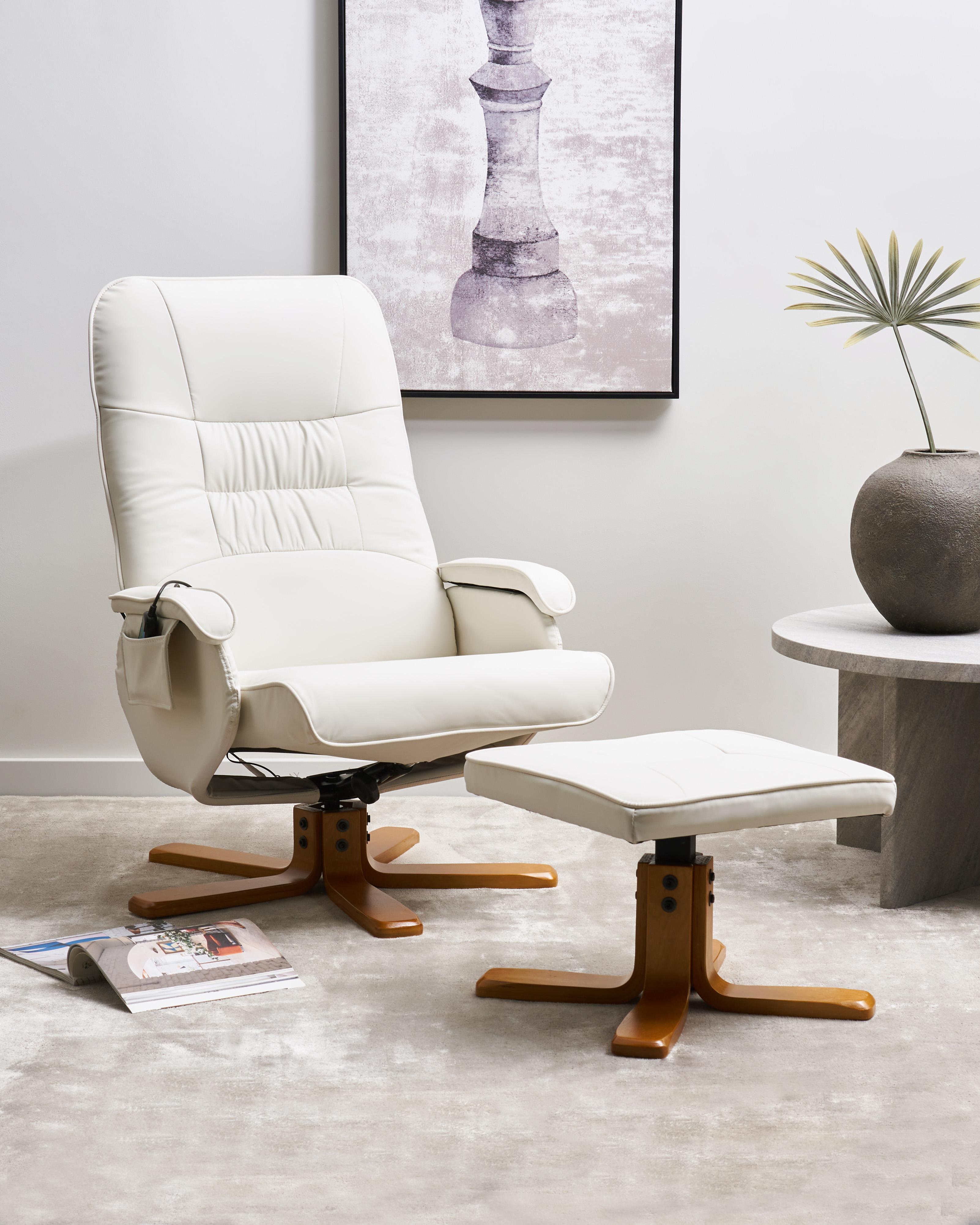 Massagestoel RELAXPRO met voetenbank Kunstleer Gebroken wit