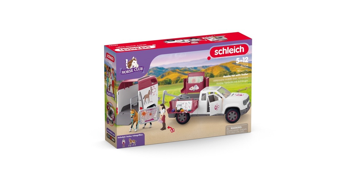 SchleichHorse Club - Mobiele dierenarts met aanhanger speelgoedvoertuig  (42704)