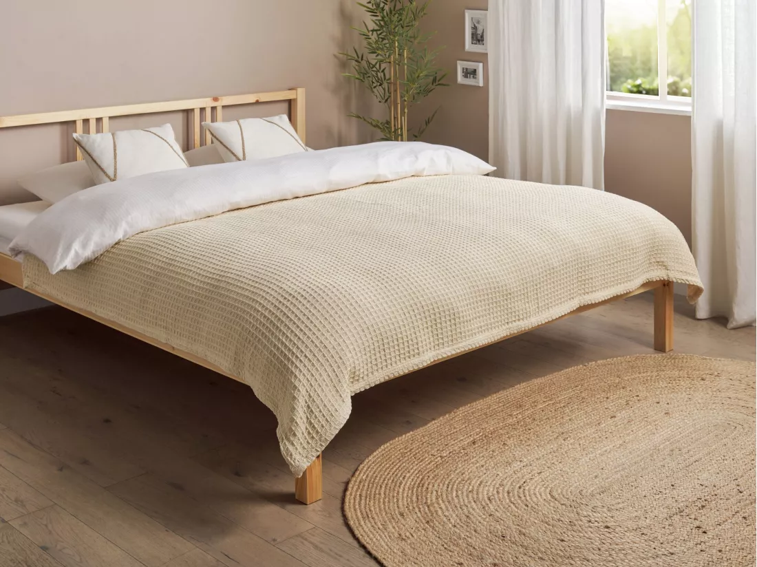 Couvre-lits CHAGYL Coton 150 x 200 cm Beige