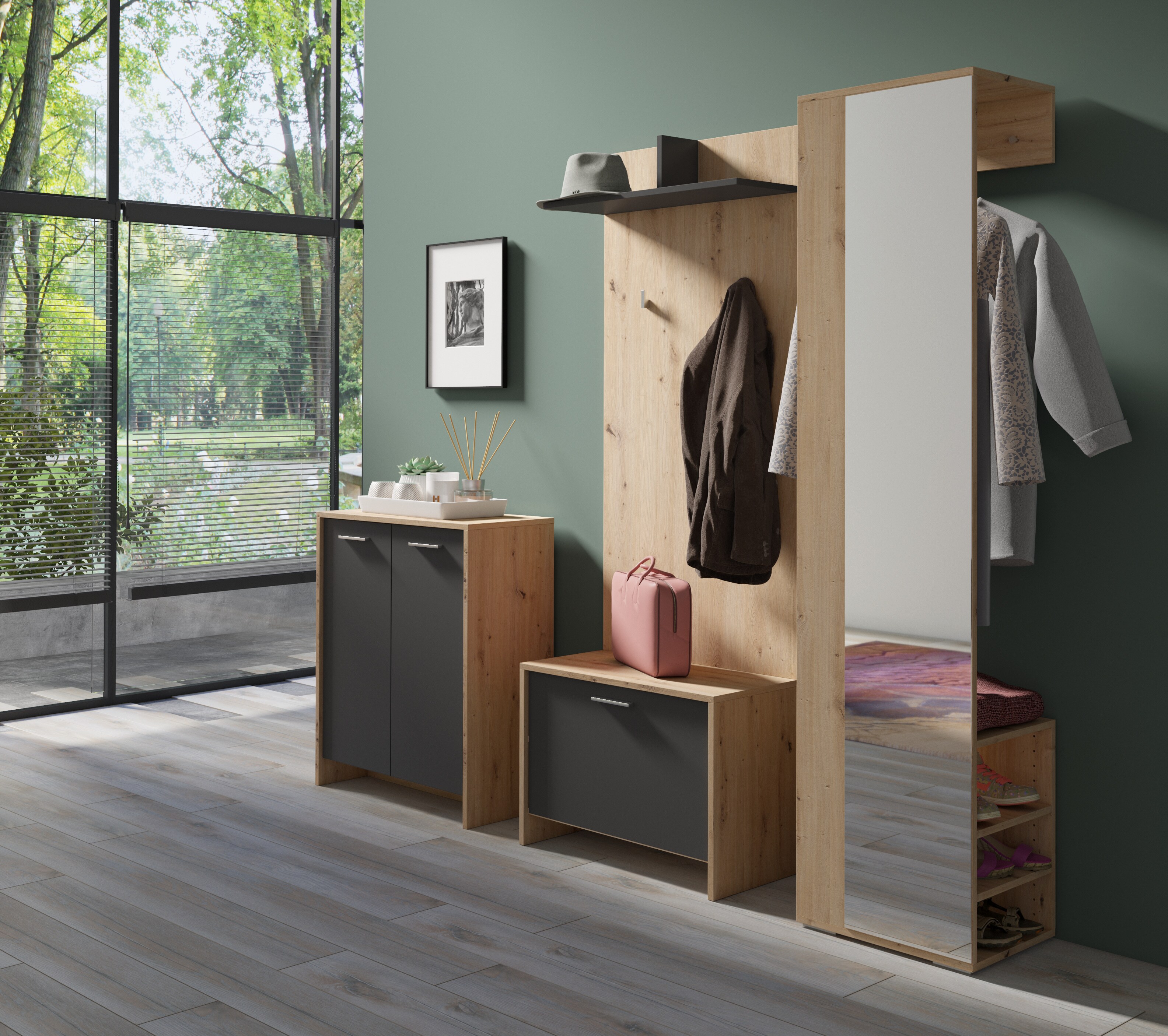 byLIVING Wandpaneel BEN, Breite 60 cm, Artisan Eiche (Eiche-Optik)/anthrazit