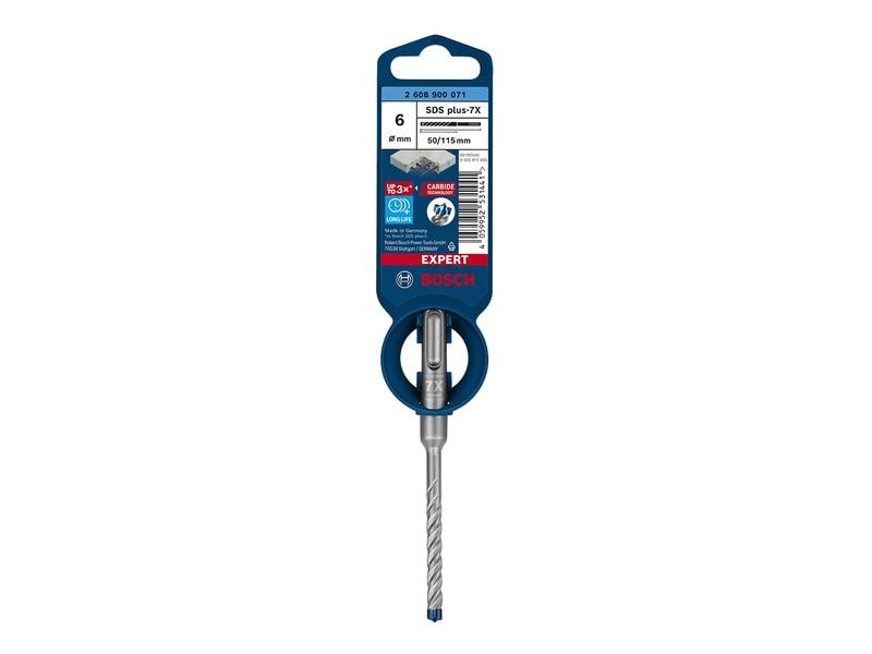 Bosch Professional Hammerbohrer EXPERT SDS plus-7X, 6 x 50 Bohrer für mehr Leistung, Zuverlässigkeit und Langlebigkeit