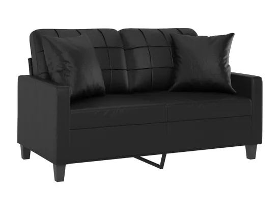 Canapé 2 places avec oreillers décoratifs noir 120cm similicuir