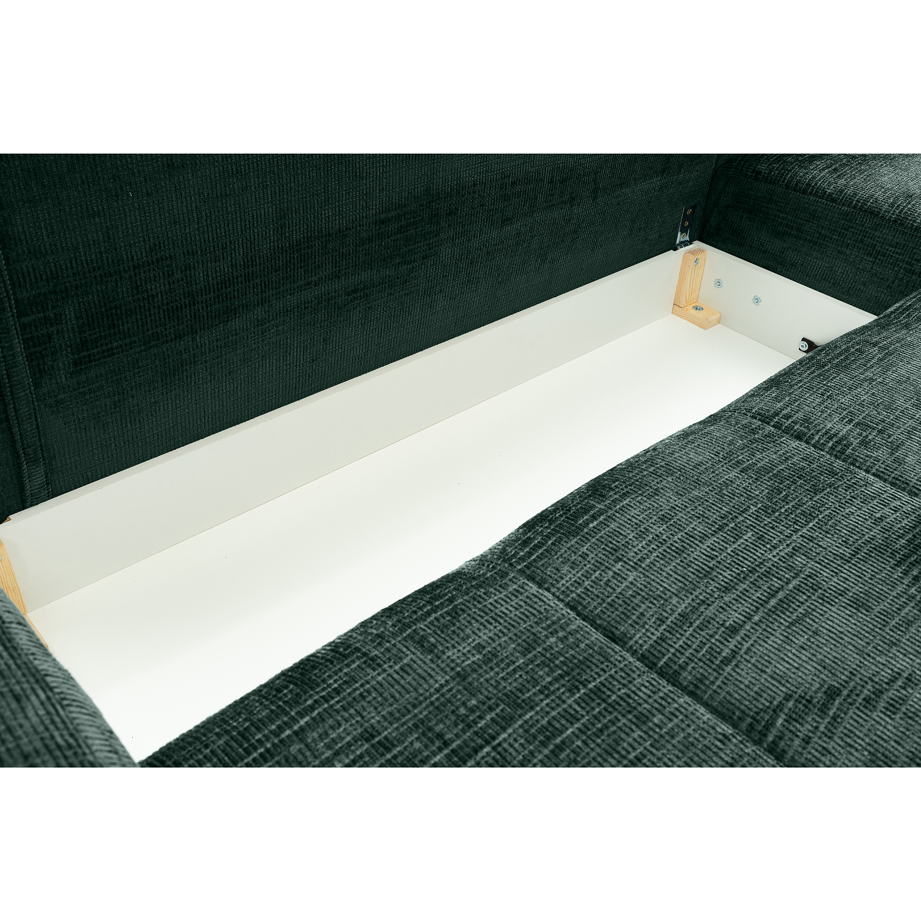 Ecksofa - jungle green - Liegefunktion - Staukasten - Longchair rechts