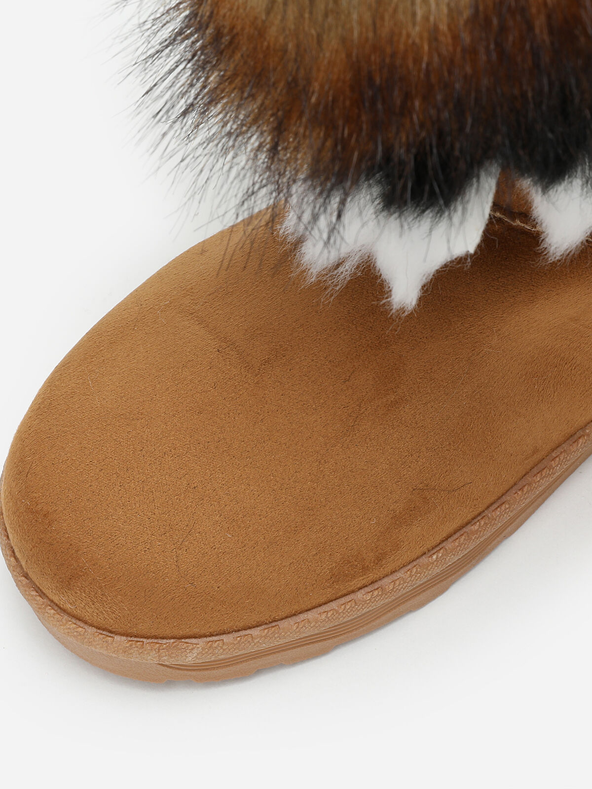 Bottines avec tige effet fourré- Camel