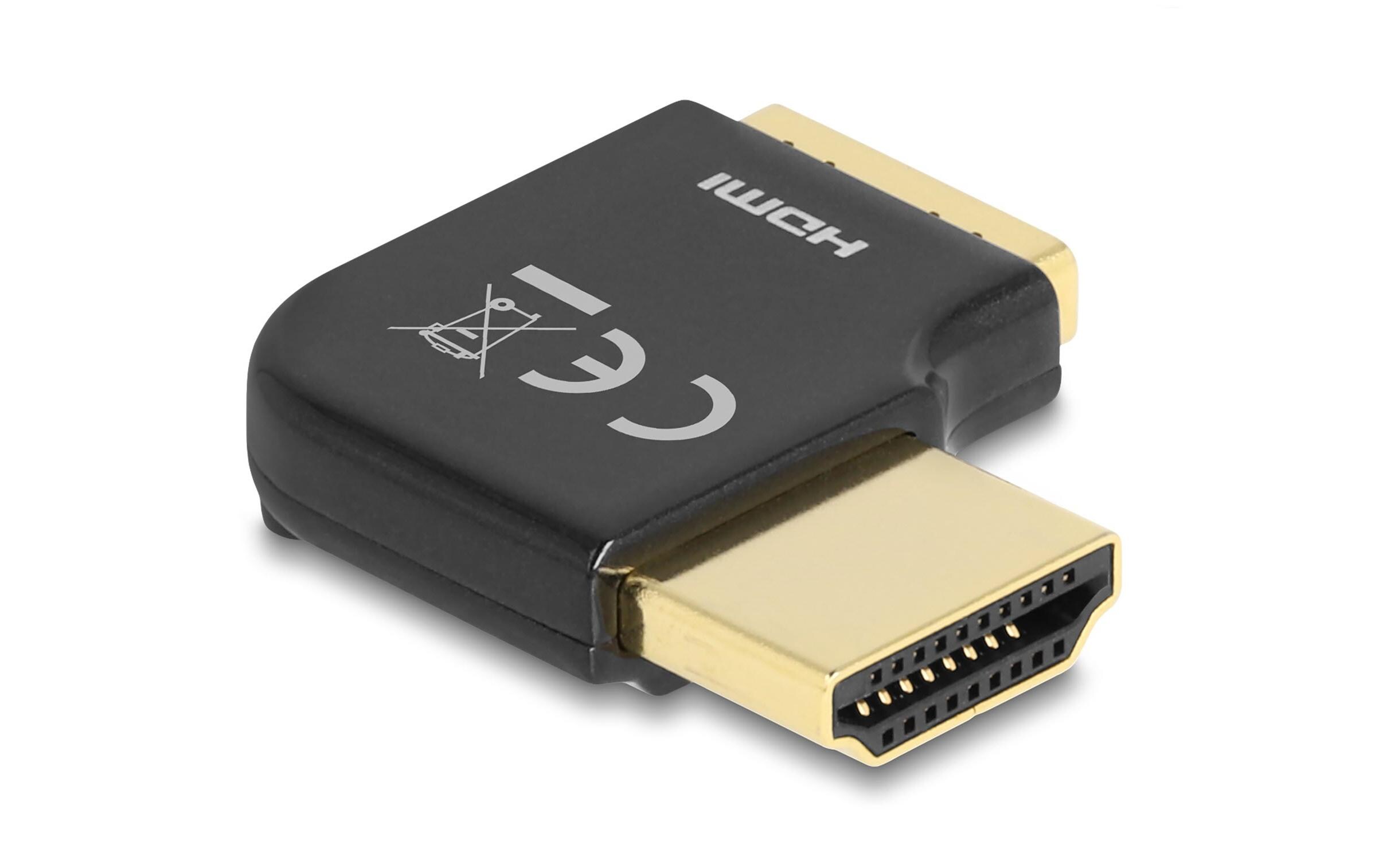 Adapter 90° rechts gewinkelt, 8K 60 Hz HDMI - HDMIDelock HDMI Adapter Stecker zu Buchse 90° rechts gewinkelt 8K 60 Hz Metall