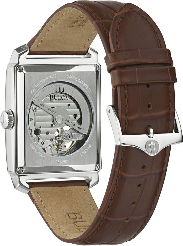 Bulova - Herenhorloge - Bruine Leren Armband - Zilverkleurige Wijzerplaat - Saffierglas