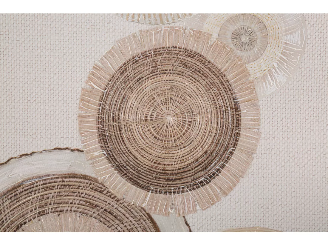 Tableau Toile sur Bois - Motifs Géométriques aux Tons Chaleureux avec Décors en Relief - Modèle Cirly -B- 50x3,2x100 cm - Décoration Murale Élégante