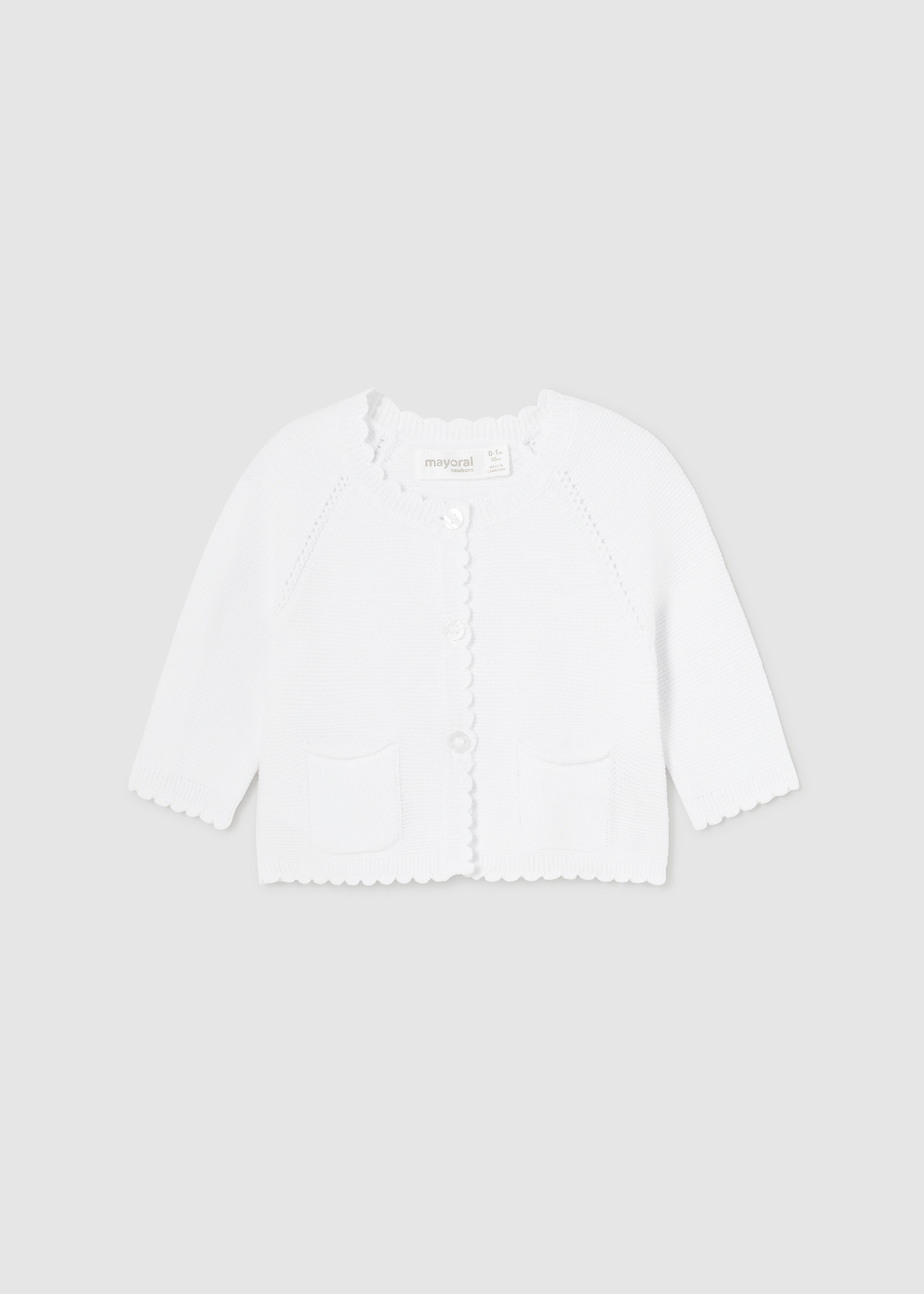 Rebeca tricot Better Cotton recém-nascido branco