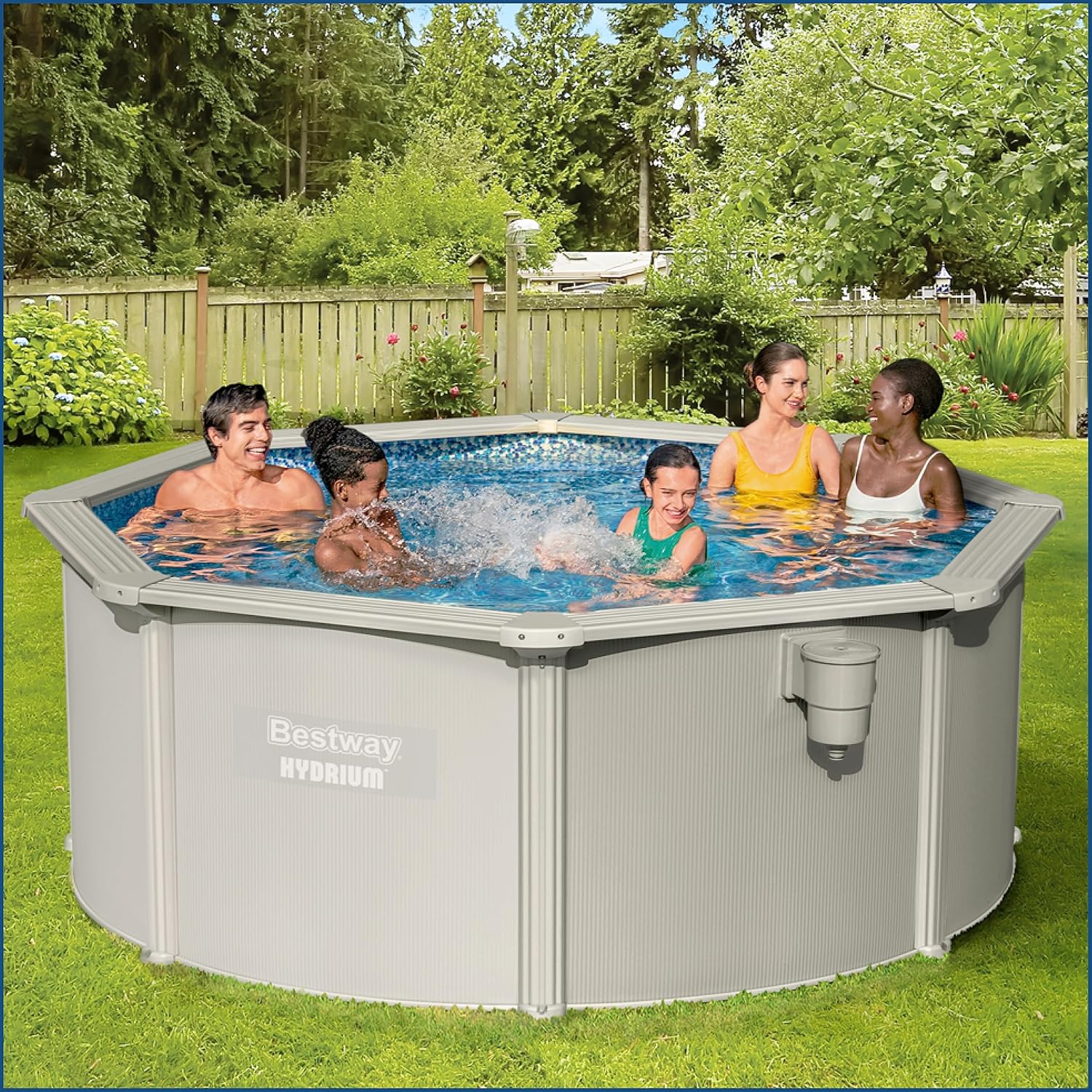 Bestway Hydrium Stahlwandpool Komplett-Set mit Sandfilteranlage Ø 300 x 120 cm, grau, rund