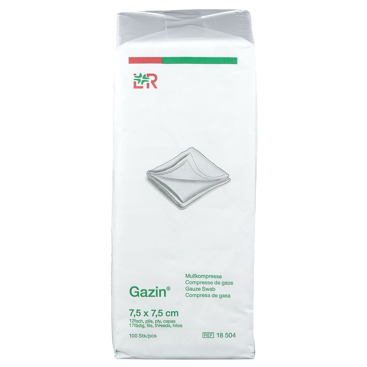 Gazin® Mullkompresse 7,5 cm x 7,5 cm unsteril 12 lagig