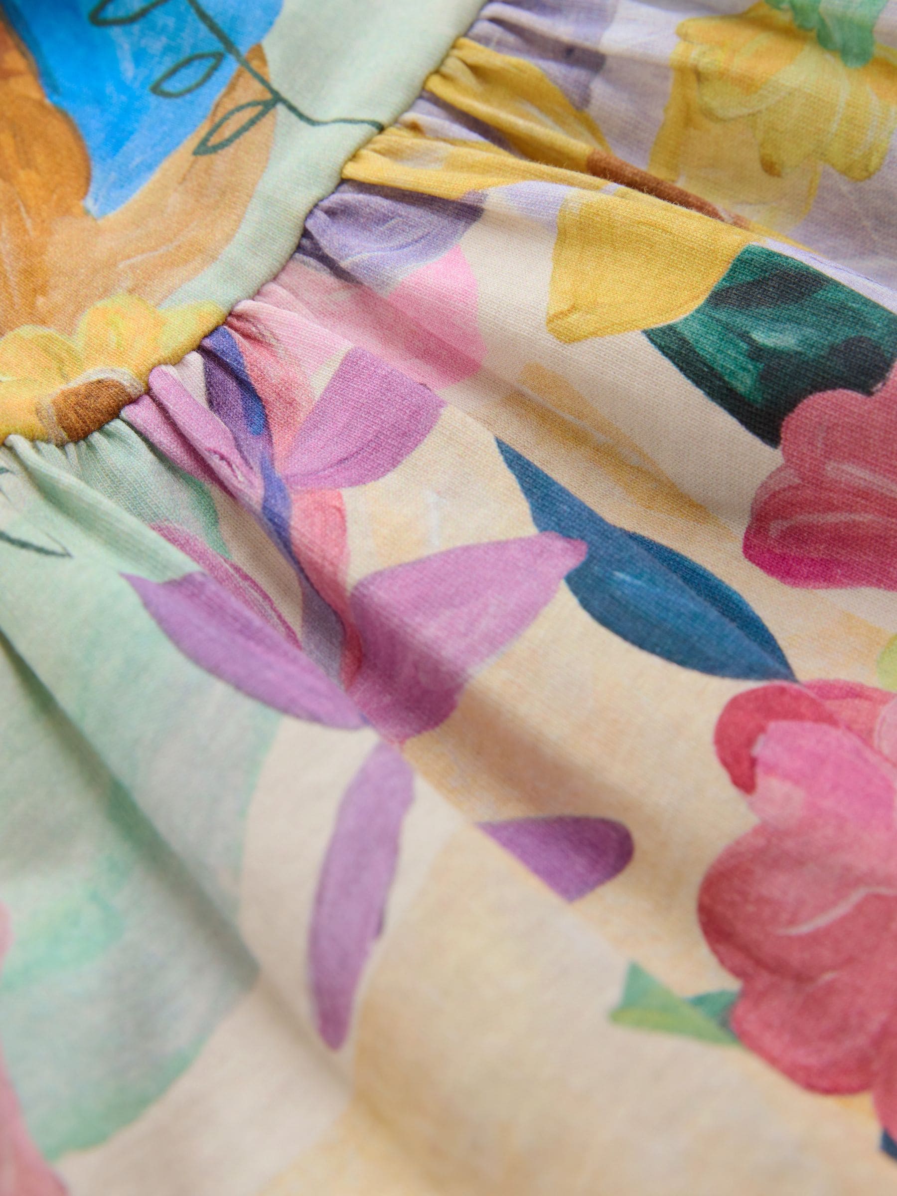Vrolijke bloemenprint - Jurk met lange mouwen en stroken (3mnd -7jr)