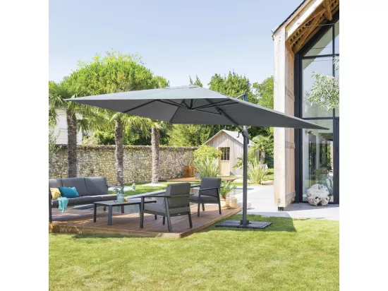 Parasol décentré Eléa inclinable rectangulaire ardoise Hespéride