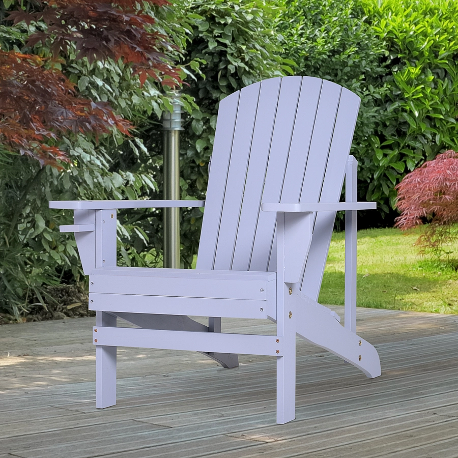 Outsunny Gartenstuhl aus Massivholz grau