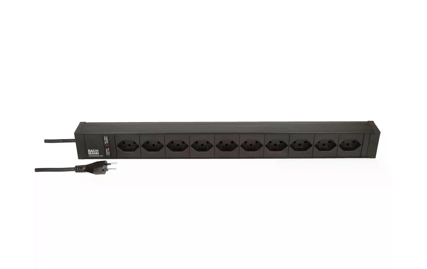 Steckdosenleiste MH 10 x T13 TD 2 m 3 x 1 mm²Steckdosenleiste mit AP-Befestigung laschen