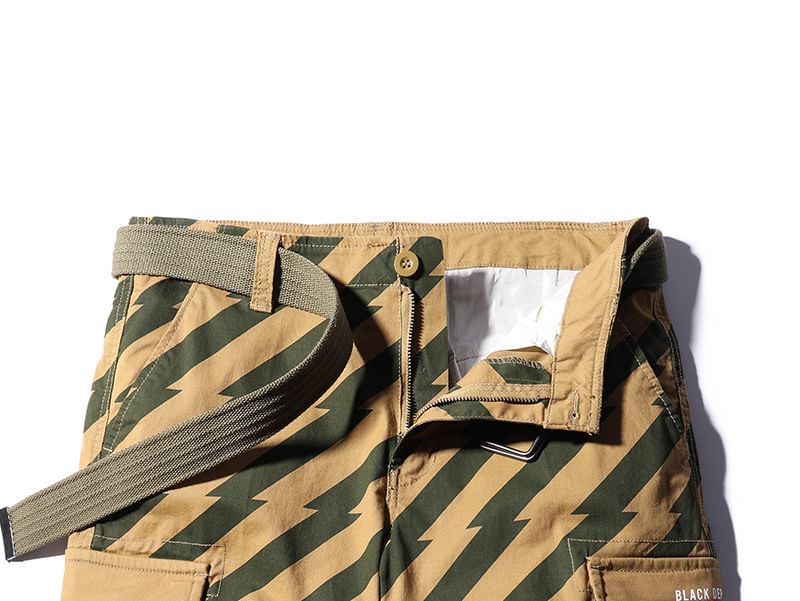 Lefitt - Gestreepte cargoshorts met gemiddelde taille