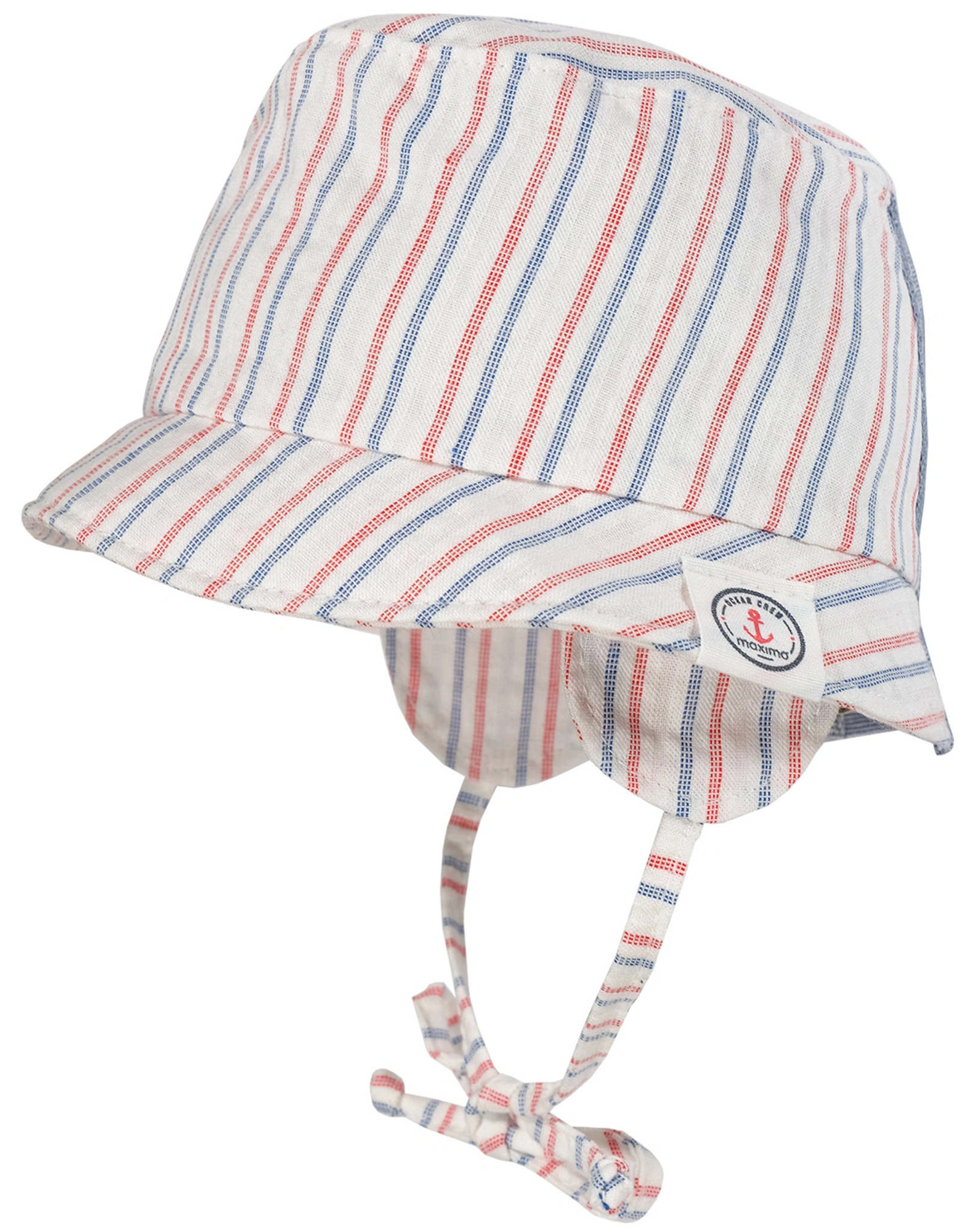 Baby-Hut STRIPES mit Ohrenschutz in weiß