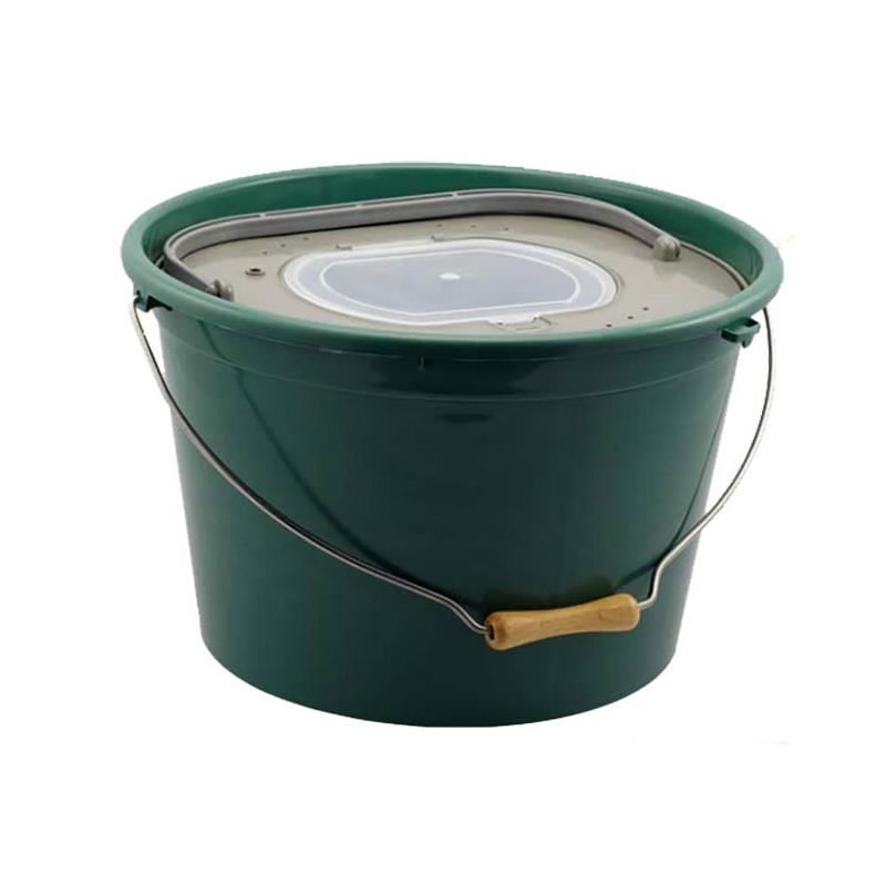 Seau A Vifs Plastilys 18L Rond Vert Fonce + Panier Vivier