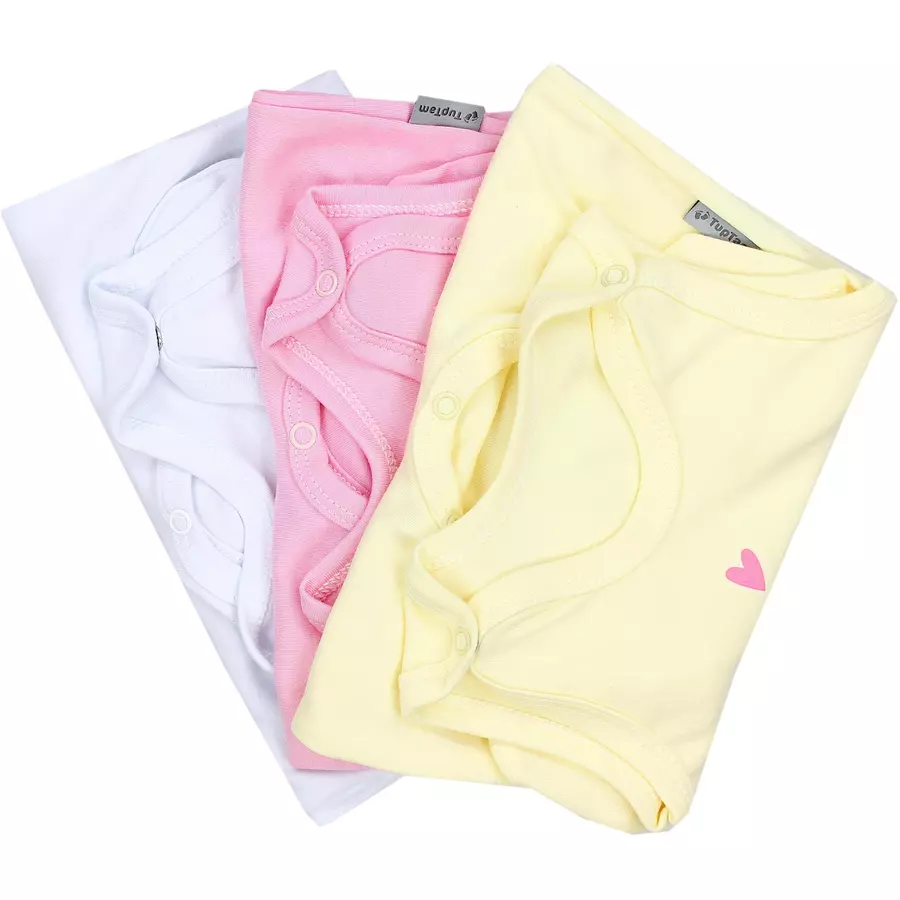 TupTam Baby Mädchen Strampler mit Aufdruck Spruch 3er Pack gelbweiß