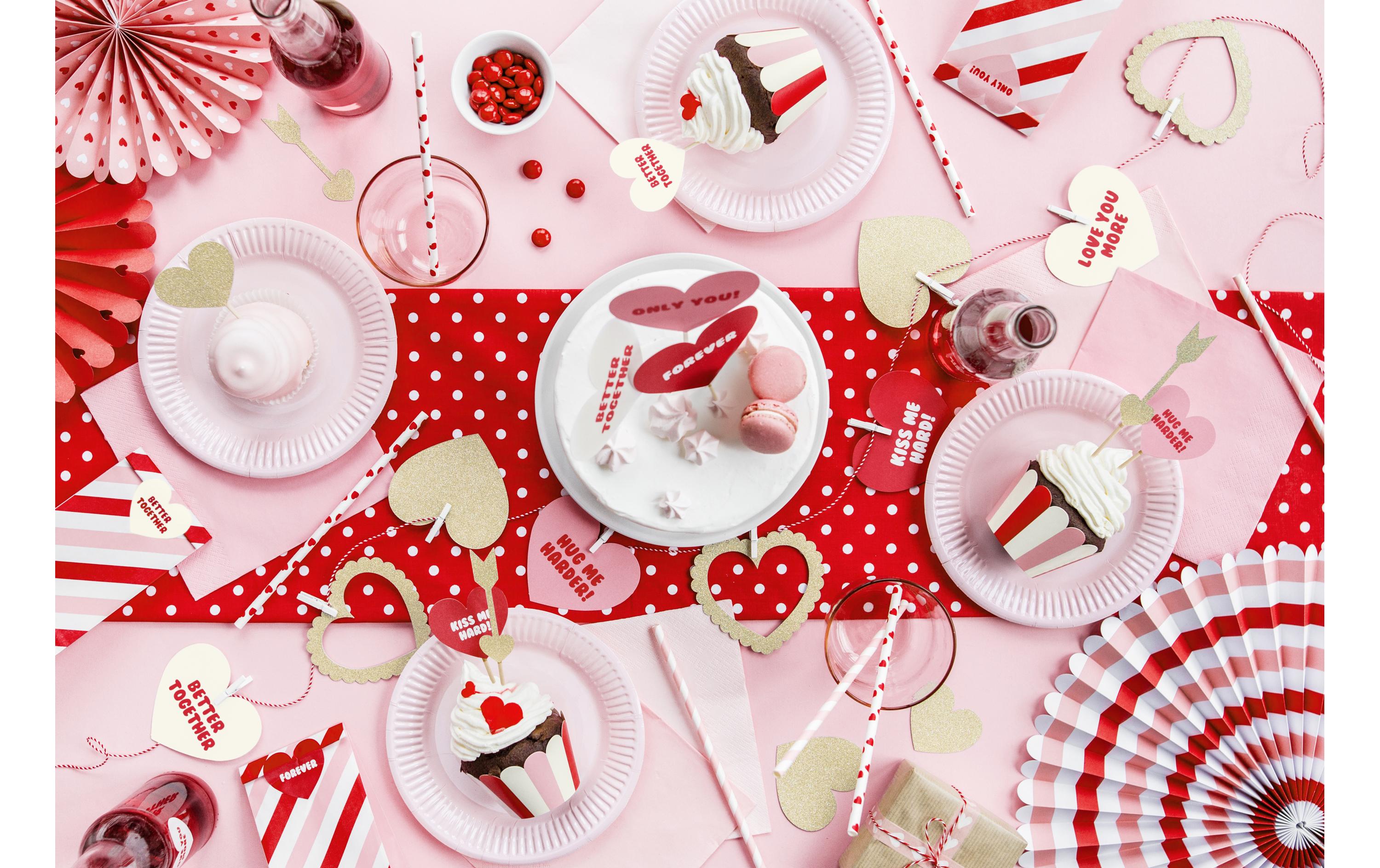 Kuchen-Topper Herzen 11 cm, 6 Stück, GoldCake Topper – Kuchenstecker für die Hochzeitstorte oder als Kuchendekoration für die Verlobungsfeier
