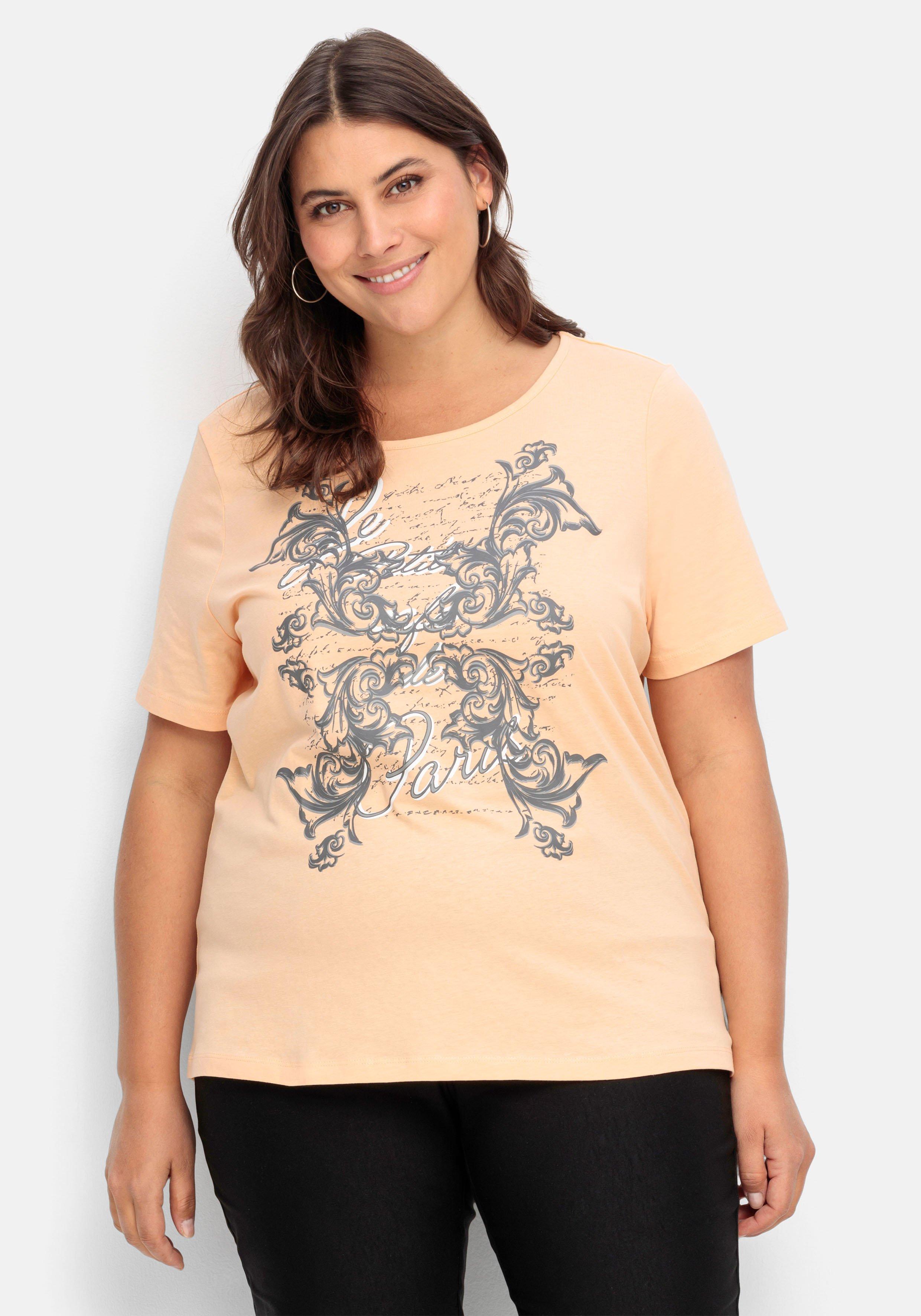 Jerseyshirt mit Frontprint und kurzem Ärmel