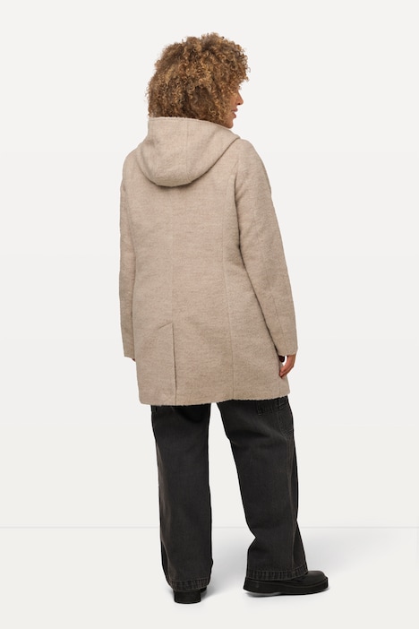 Dufflecoat, A-Line, Wollmix, Kapuze, Knebelknöpfe, Langarm