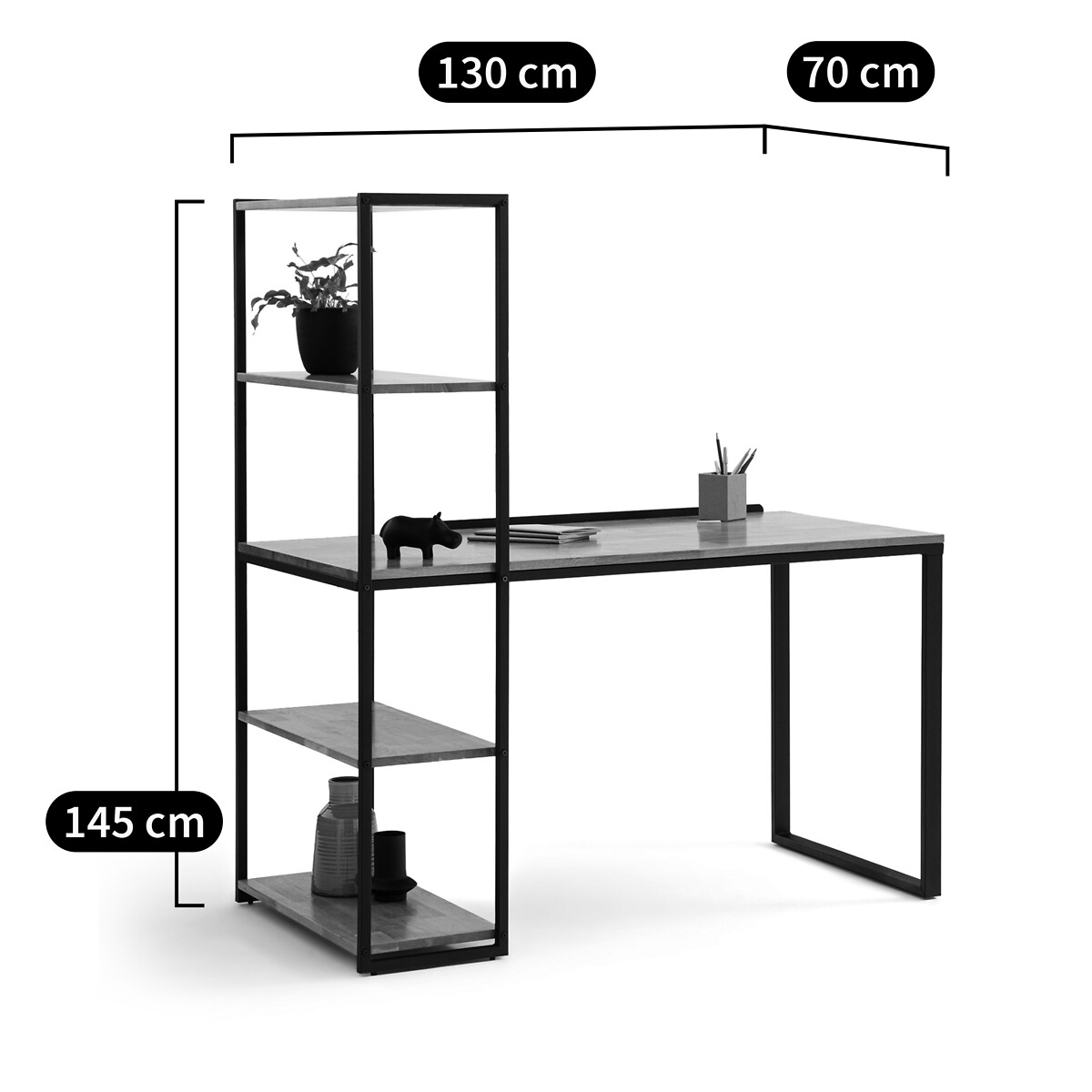 LA REDOUTE INTERIEURS<br>Escrivaninha-estante em carvalho e metal, Hiba