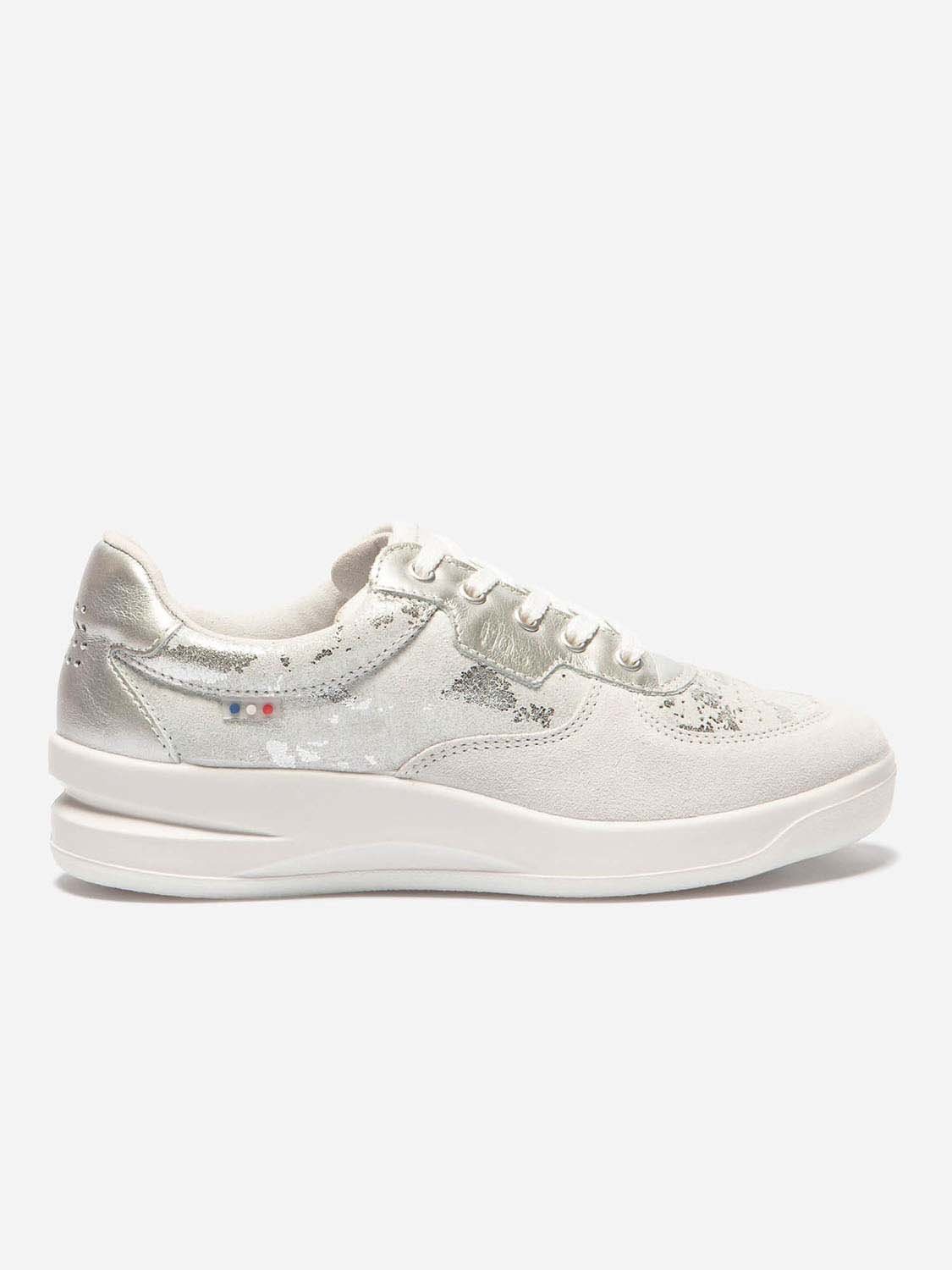 Baskets Femme Fabriquées en France Dessus Cuir Gris